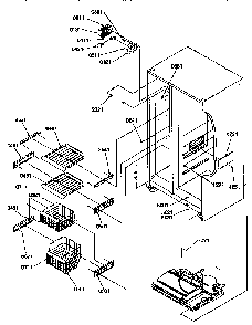 Freezer Shelves And Light Diagram and Parts List for 57087-P1190815WL  Amana Refrigerator