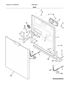 Door Diagram and Parts List for CDBEH950SW1A  Crosley Dishwasher