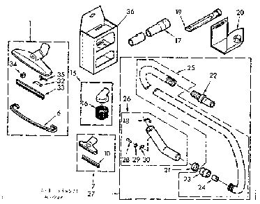 Attachment Parts Diagram and Parts List for 11644521  Kenmore Central Vacuum
