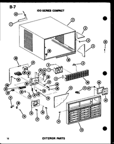 100 Series Compact Exterior Parts Diagram and Parts List for 16-3SPMK P54974-59R Amana Air Conditioner