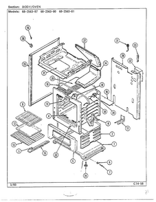Body/oven Diagram and Parts List for 68-2563-87  Magic Chef Range