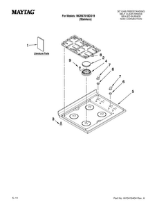 Cooktop Parts Diagram and Parts List for MGR6751BDS19  Maytag Range
