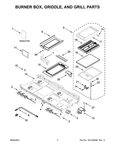 Burner Box, Griddle, And Grill Parts Diagram and Parts List for JDRP748HM01  Maytag Range