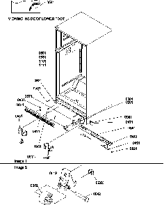 Ladders, Lower Cabinet And Rollers Diagram and Parts List for THI21TL-P1302602WL  Amana Refrigerator