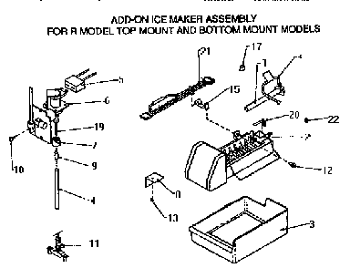 Icemaker Add On Diagram and Parts List for TX18R-P1158412W  Amana Refrigerator