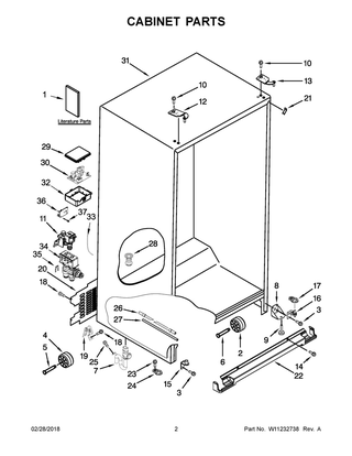Cabinet Parts Diagram and Parts List for MSS26C6MFB01  Maytag Refrigerator