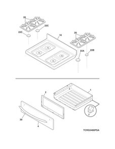 Top/drawer Diagram and Parts List for CRG3480PSB  Crosley Range