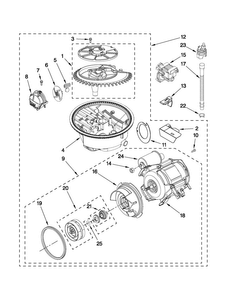 Pump And Motor Parts Diagram and Parts List for ADB1600AWW1  Amana Dishwasher