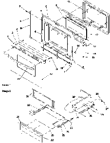Oven Door And Storage Drawer Diagram and Parts List for ARTC8600E P1143463NE Amana Range