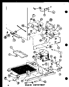 Machine Compartment Diagram and Parts List for SR19F1-L-P77000-8WL  Amana Refrigerator