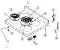 TOP ASSEMBLY Diagram and Parts List for 3542XRW  Magic Chef Range