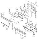DOOR / DRAWER Diagram and Parts List for 3862XRW  Magic Chef Range