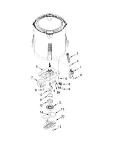 Gearcase, Motor And Pump Parts Diagram and Parts List for 4KNTW4530EQ0  Amana Washer
