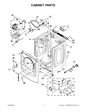 02 - CABINET PARTS Diagram and Parts List for YMED3000BW0  Maytag Dryer
