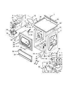 Upper Cabinet And Front Panel Parts Diagram and Parts List for MLG27PDBGW1  Maytag Dryer