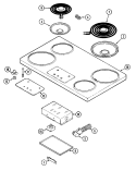 TOP ASSEMBLY Diagram and Parts List for 8710PA  Magic Chef Cooktop