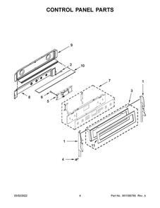 Control Panel Parts Diagram and Parts List for MGT8800FZ05  Maytag Range