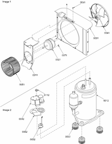 Fan Motor Assembly/compressor Assembly Diagram and Parts List for 10M52TB-P1230808R  Amana Air Conditioner