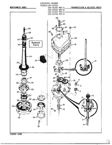 Transmission And Related Parts Diagram and Parts List for 6105A REV D Norge Washer
