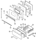 DOOR / DRAWER Diagram and Parts List for 3167XRA-X  Magic Chef Range