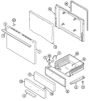 DOOR / DRAWER Diagram and Parts List for G3110PRW-M  Maytag Range