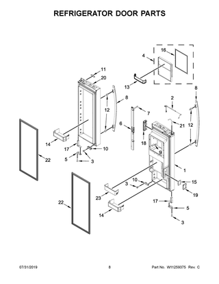 Refrigerator Door Parts Diagram and Parts List for JFFCC72EFS02  Maytag Refrigerator