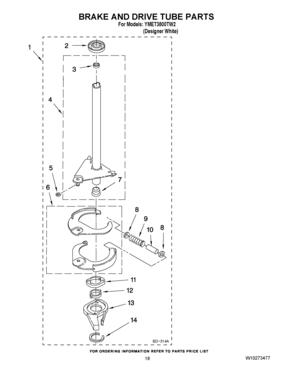 12 - BRAKE AND DRIVE TUBE PARTS Diagram and Parts List for YMET3800TW2  Maytag Washer Dryer Combo