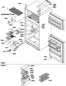 Door Hinges, Freezer Shelf And Accessories Diagram and Parts List for TW518VW-P1322501WW  Amana Refrigerator