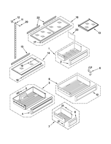 Shelf Parts Diagram and Parts List for JB36NXFXRW00  Jenn-Air Refrigerator