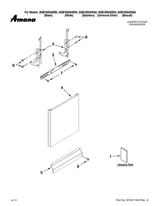 Door And Panel Parts Diagram and Parts List for ADB1600AWS4  Amana Dishwasher
