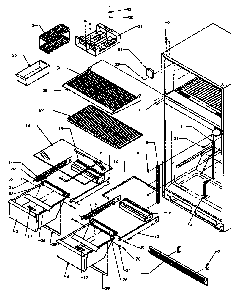 Cabinet Shelving Diagram and Parts List for TG18R3L-P1181711WL  Amana Refrigerator