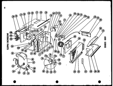 Interior Parts Diagram and Parts List for 624-3GH-1 P54302-53R Amana Air Conditioner