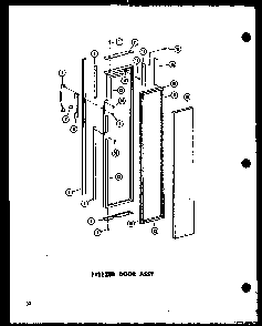 Freezer Door Assy Diagram and Parts List for SD19W-C-P60340-36WC  Amana Refrigerator