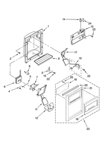 Dispenser Front Parts Diagram and Parts List for MSD2552VEB00  Maytag Refrigerator