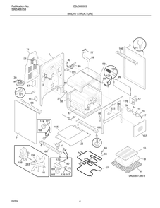 Body / Structure Diagram and Parts List for CSJ388003  Maytag Range