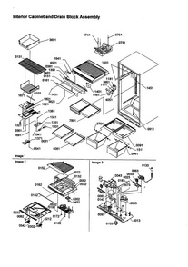 Interior Cabinet/drain Block Assy. Diagram and Parts List for TS25TE-P1308001WE  Amana Refrigerator
