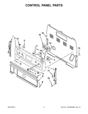 02 - Control Panel Parts Diagram and Parts List for YMER7765WB3  Maytag Range
