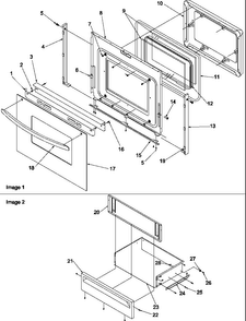 Oven Door And Storage Door Diagram and Parts List for ART6511E P1143676NE Amana Range