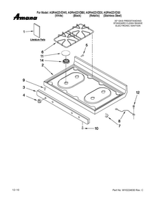 Cooktop Parts Diagram and Parts List for AGR4422VDD0  Amana Range