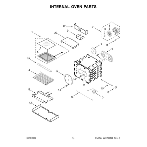 Internal Oven Parts Diagram and Parts List for JPIFC730RL00  Jenn-Air Range