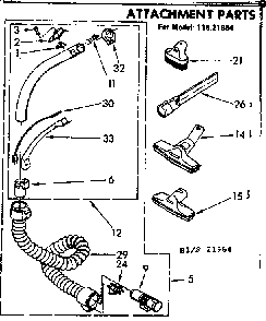 Attachment Parts Diagram and Parts List for 11621964  Kenmore Canister Vacuum