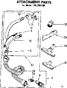 Attachment Parts Diagram and Parts List for 1162399180  Kenmore Canister Vacuum