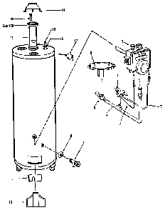 Functional Replacement Parts Diagram and Parts List for 3354  Kenmore Water Heater