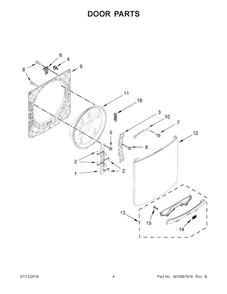 Door Parts Diagram and Parts List for MHW3505FW0  Maytag Washer
