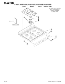 Cooktop Parts Diagram and Parts List for MGR5775QDW1  Maytag Range