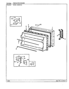Freezer Door Diagram and Parts List for 18020-0A  Admiral Refrigerator