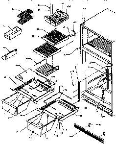 Cabinet Shelving Diagram and Parts List for TXI22R-P1168008W  Amana Refrigerator