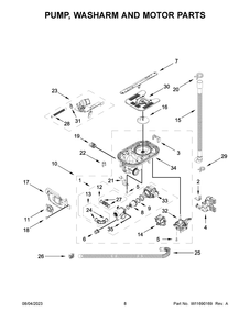 Pump, Washarm And Motor Parts Diagram and Parts List for MDB7959SKZ2  Maytag Dishwasher