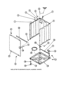 Front Panel/base/cabinet Diagram and Parts List for CW4202W2-PCW4202W2B  Amana Washer