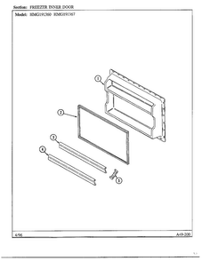 Freezer Inner Door Diagram and Parts List for HMG-191367  Admiral Refrigerator